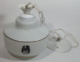 Vintage Artcraft of Montreal White Porcelain Gold Trimmed Dog Themed 8" Tall Swag Lamp Hanging Light Shade Fixture
