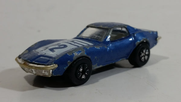 Vintage PlayArt Corvette Sting Ray Blue 22 Die Cast Toy Car Vehicle - Made in Hong Kong