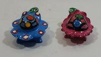 Mexican Bobbling Bobble Hand Painted Wood Turtle Toys Set of 2