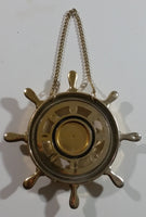 Ship Boat Captain's Wheel Plastic Gold Brass Tone Thermometer - Japan
