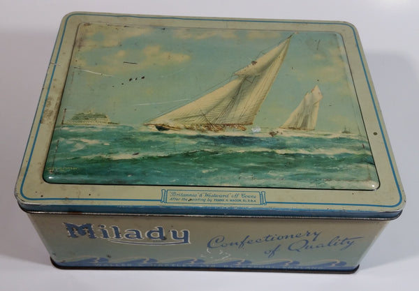 Antique Waller & Hartley Blackpool, England Milady Confectionery of Quality "Britannia" & "Westard" Off Cowes Tin Metal Hinged Container