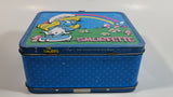 2010 Peyo The Smurfs Smurfette Blue Embossed Tin Metal Lunch Box