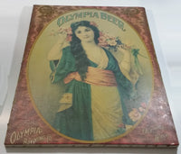 Vintage Style Olympia Brewing Co. Beer Greeting 1907 Calendar Girl 20" x 26 1/2" Canvas Print