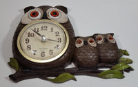 Vintage 1972 Burwood Products New Haven Owl and Baby Owls Clock