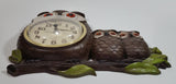Vintage 1972 Burwood Products New Haven Owl and Baby Owls Clock