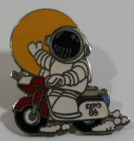 1986 Vancouver Exposition Expo 86 Ernie The Astronaut on a Motorcycle Enamel Metal Lapel Pin