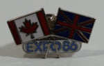 1986 Vancouver Exposition Expo 86 Canada and United Kingdom Flags Enamel Metal Lapel Pin