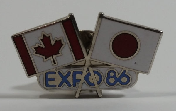 1986 Vancouver Exposition Expo 86 Canada and Japan Flags Enamel Metal Lapel Pin