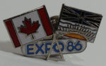 1986 Vancouver Exposition Expo 86 Canada and British Columbia Flags Enamel Metal Lapel Pin