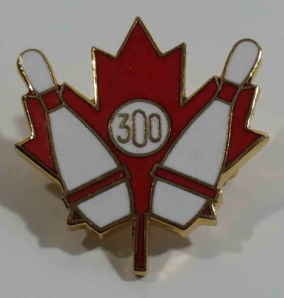 300 Bowling Award Canadian Maple Leaf Enamel Metal Lapel Pin