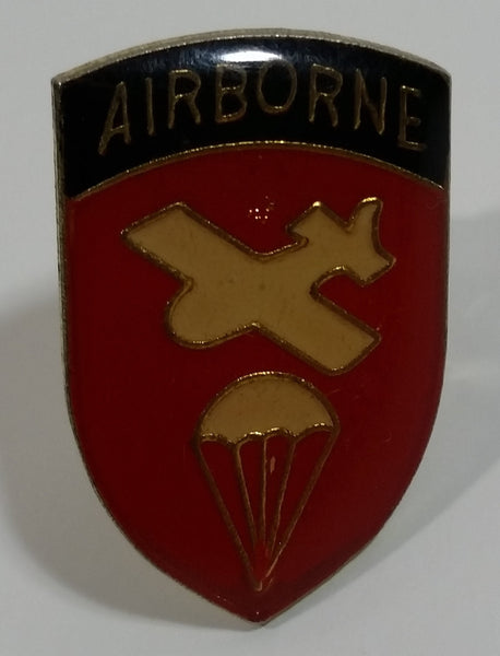 U.S. Airborne Command Paratrooper Red and Black Enamel Metal Lapel Pin Military Collectible