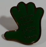 Canada Racism Stop It! English French Hand Shaped Green Enamel Metal Lapel Pin