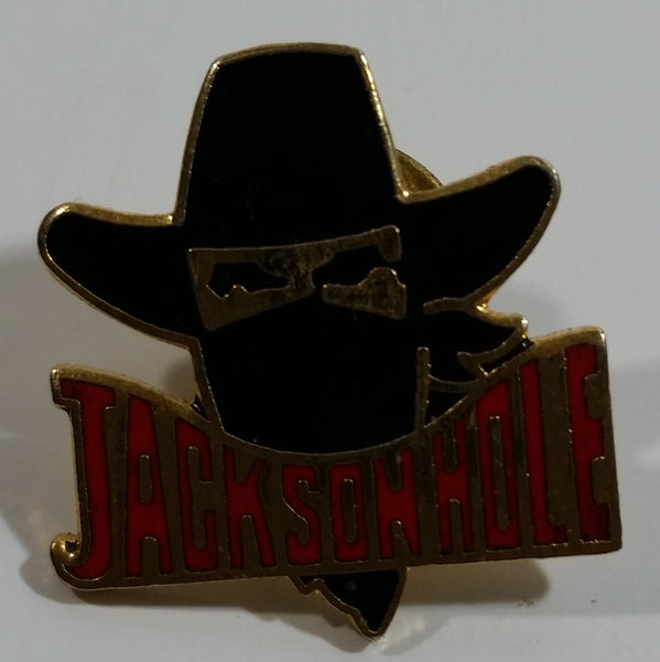 Jackson Hole, Wyoming Cowboy Bandit Themed Enamel Metal Lapel Pin Souvenir Travel Collectible