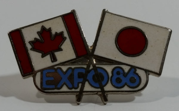 1986 Vancouver Exposition Expo 86 Canada and Japan Flags Enamel Metal Lapel Pin
