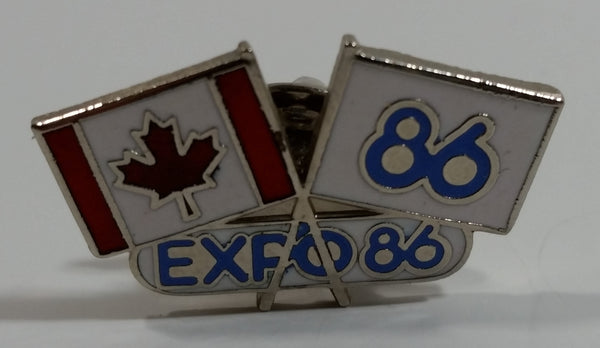 1986 Vancouver Exposition Expo 86 Canada and 86 Flags Enamel Metal Lapel Pin