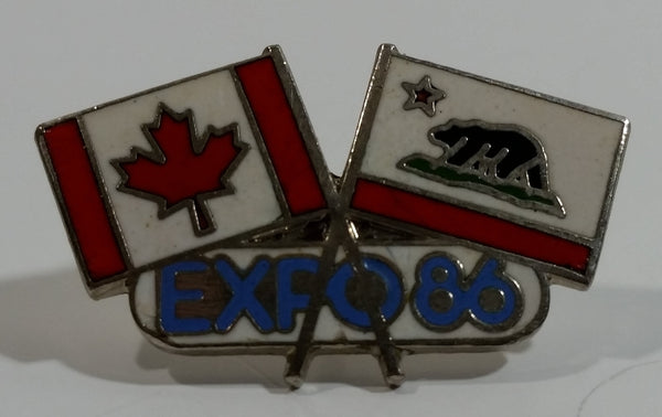 1986 Vancouver Exposition Expo 86 Canada and California Republic Flags Enamel Metal Lapel Pin