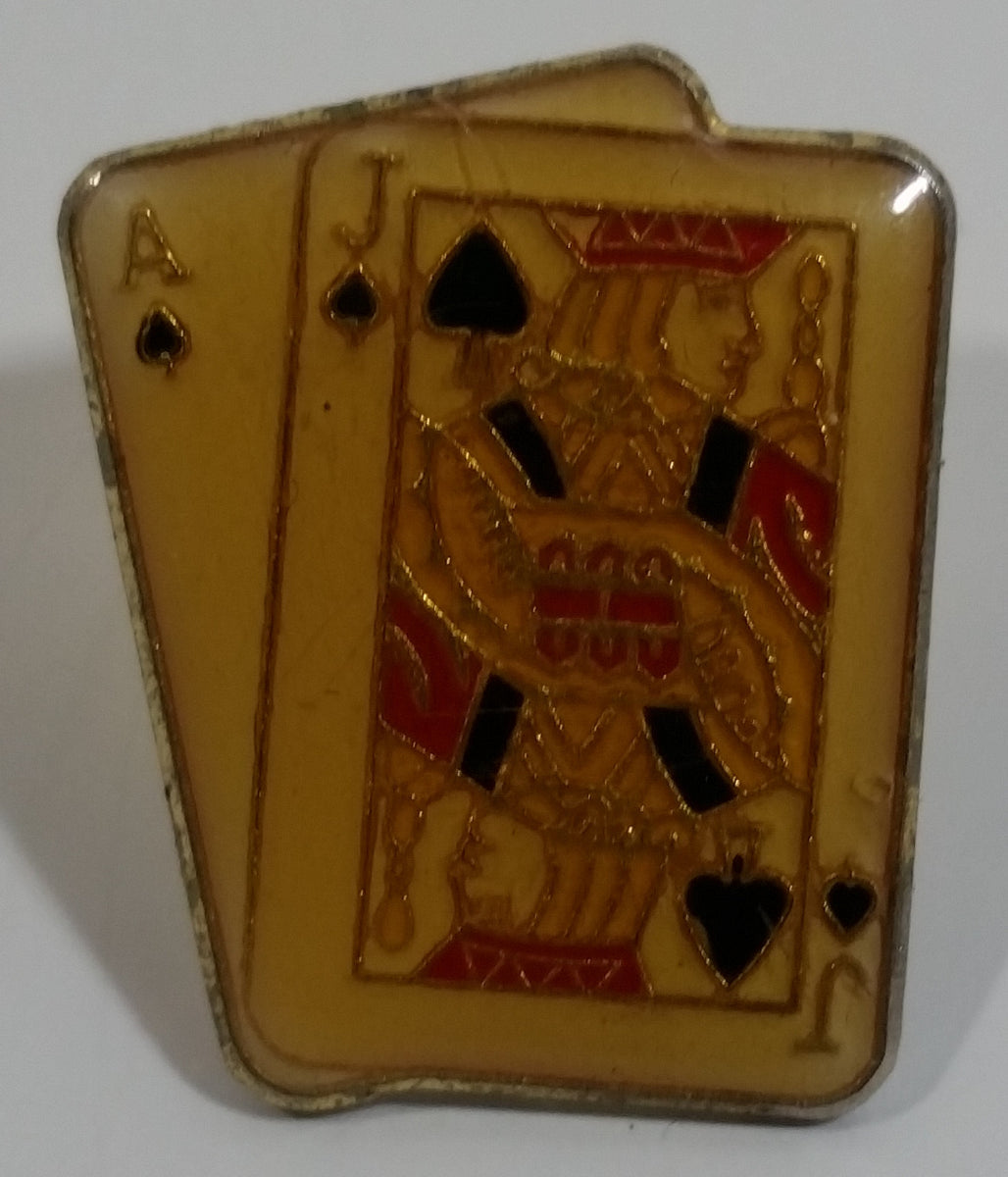 Blackjack 21 Ace and Jack Playing Cards Themed Enamel Metal Lapel Pin ...