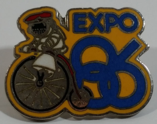 1986 Vancouver Exposition Expo 86 Ernie The Astronaut on a Penny Farthing Bicycle Enamel Metal Lapel Pin