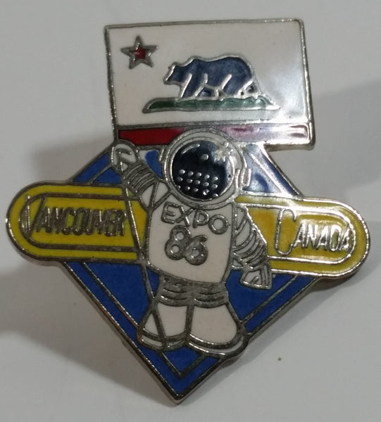 1986 Vancouver Exposition Expo 86 Ernie The Astronaut with California Republic Flag Metal Lapel Pin