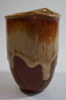 Studio Art Pottery Brown and Tan Drip Glaze 4 1/2" Tall Vase