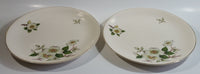 Vintage Johnson Bros Jasmine or North Carolina Piedmont Style White Flowers Gold Rimmed 10" Diameter Dinner Plates Set of 2