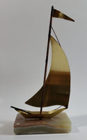Vintage Art Deco Brass Sailing Ship on a Marble Base Nautical Statue Decor