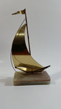 Vintage Art Deco Brass Sailing Ship on a Marble Base Nautical Statue Decor