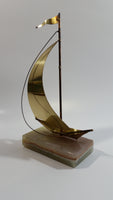 Vintage Art Deco Brass Sailing Ship on a Marble Base Nautical Statue Decor