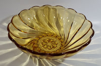 Vintage 9" Diameter Hazel Atlas Yellow Amber Swirl Depression Glass Fruit Dessert Bowl