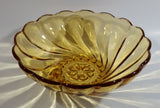 Vintage 9" Diameter Hazel Atlas Yellow Amber Swirl Depression Glass Fruit Dessert Bowl