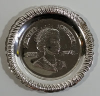 Vintage 1952-1977 Queen Elizabeth II Silver Jubilee Silver Tone Small Round Embossed Dish
