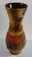 Vintage Carstens Tonnieshof Earthen Brown with Lava and Bumps 10" Tall Pottery Vase