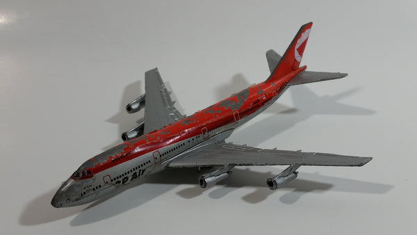 Vintage Lintoy Boeing 747 Canadian Pacific Air Lines CP Air Jumbo Jet Red and Grey Die Cast Toy Airplane