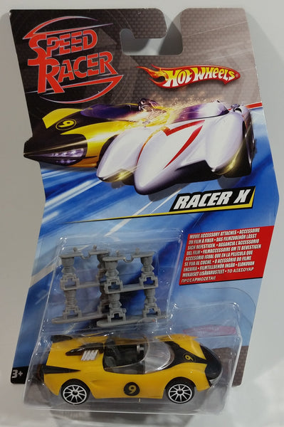 2008 Hot Wheels Speed Racer Movie Racer X Street Car Pump Jacks Yellow Plastic Die Cast Toy Car Vehicle 10SP - New in Package Sealed