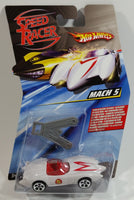 2008 Hot Wheels Speed Racer Movie Mach 5 Saw Blades White Plastic Die Cast Toy Car Vehicle 5DOT - New in Package Sealed