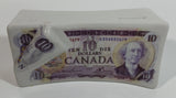 Canada Canadian $10 Ten Dollar Bill Stack Shaped Ceramic Coin Bank