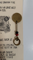 Original Piece of History Made From The Controls of The BCP 45 Boat Brass Metal Keychain from The $5 Dollar Canadian Paper Bill with Informational Paper