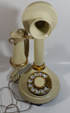 Vintage 1970s Decotel White Ivory Candle Stick Rotary Telephone Phone