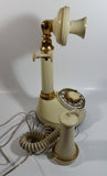 Vintage 1970s Decotel White Ivory Candle Stick Rotary Telephone Phone