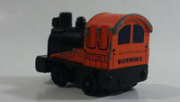 Vintage Yatming No. 1011 Pull Back Wood Burning Loco 0101 Orange and Black Railroad Train Locomotive Pullback Motorized Friction Die Cast Toy Car Vehicle