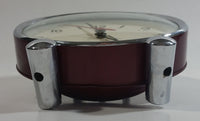 Vintage 1960s Polaris Dark Red Maroon Oval Shaped Windup Alarm Clock