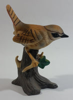 Perched Wren Bird Porcelain Bisque Sculpture