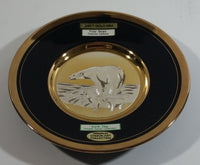 Vintage Rare Art of Chokin Earth Day Wildlife Series Collections Polar Bears Thalarctos maritimus Black and Silver with 24K Gold Trim 6 1/2" Diameter Decorative Collector Plate