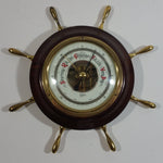 Vintage Barigo 7 3/4" Captain's Ships Wheel Wood Cased Barometer