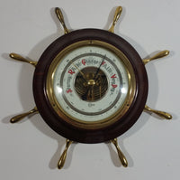 Vintage Barigo 7 3/4" Captain's Ships Wheel Wood Cased Barometer