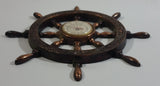Vintage Captain's Ships Wheel 6 1/4" Diameter Copper Toned Metal Thermometer