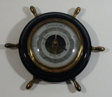 Vintage JG Gischard Aneroid Ships Wheel Barometer - Wood, Brass, Metal Face - Germany