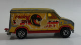 Majorette No. 279 / 234 Fourgon Van Racing Team Yellow Red 1/65 Scale Die Cast Toy Car Vehicle with Opening Rear Doors