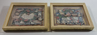 1990 Susan Winget "May true friends be around you" 5 3/4" x 6 3/4" Framed 3D Shadow Box Set of 2
