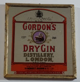 Vintage Gordon's Dry Gin Distillery, London, England "The Heart Of A Good Cocktail" Small 5 1/2" x 5 3/4" Metal Framed Glass Mirror Advertisement